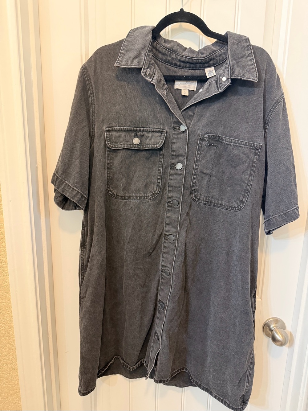 Universal Thread Washed Charcoal Button-Front Mini Dress